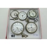 Openface Pocketwatches, including Ingersoll Crown, etc and a fob watch (damages).