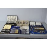 A Mixed Lot of Assorted Plated Cutlery, including hallmarked silver coffee spoons, in fitted case;