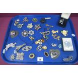 A Mixed Lot of Assorted Costume Brooches, including flowers, butterfly, etc :- One Tray