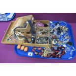 A Mixed Lot of Assorted Costume Jewellery, including bead necklaces, chains, trinket boxes etc :-