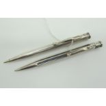 A Hallmarked Silver Yard-O-Led Pencil, London 1948; Another Example, London 1947, allover engine