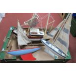 A Static Kit Built Wooden Model of a Fishing/Trawler Boat, measuring approximately 45cm long, 13cm