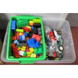 An Assorted Quantity of Lego and Mega Blocks Components.