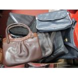 A Jane Shilton Black Leather Reporter Style Shoulder Bag, a similar navy bag and a Tula brown