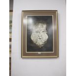 Elizabeth ?, 'Saddness', mixed media portrait study, details to top, 51 x 36.5cm, Indian Garden