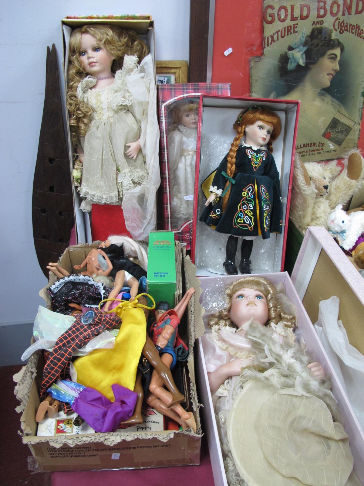 Four Boxed Porcelain Dolls, scents Hasbro dolls, etc.