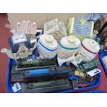 Three Wade Spirit Barrels, teapots, model trains, Dinky, etc:- One Tray.