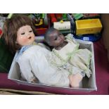 Armand Marseille Black Baby Doll. 341/2.k 25.5cm high, larger white doll.