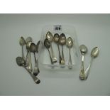 Hallmarked Silver Tea / Coffee Spoons, (various makers / dates) including initialled (damage).