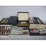 A Mixed Lot of Assorted Plated Cutlery, including Dubarry pattern three piece carving set,