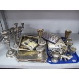 A Mixed Lot of Assorted Plated Ware, including a twin handled tray (foot detached) on foliate