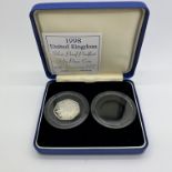 Royal Mint 1998 UK Silver Proof Piedfort Fifty Pence Coin, 25th Anniversary EEC, cased with