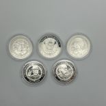 Five Silver Proof Greatest Britons Crowns, includes Charles Darwin, Brunel, Elizabeth I, Churchill
