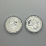 Two Perth Mint BUNC Silver Lunar One Ounce Coins, 2016 Year of The Monkey, encapsulated.