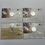 Four Royal Mint Silver BU £20 Coins, in sealed packs, three 2013 and a 2014.