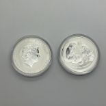 Two Perth Mint BUNC Silver Lunar One Ounce Coins, 2016 Year of The Monkey, encapsulated.