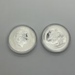 Two Perth Mint BUNC Silver Lunar One Ounce Coins, 2016 Year of The Monkey, encapsulated.