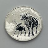 2021 Perth Mint One Ounce Fine Silver Dollar, The Year of the Ox.