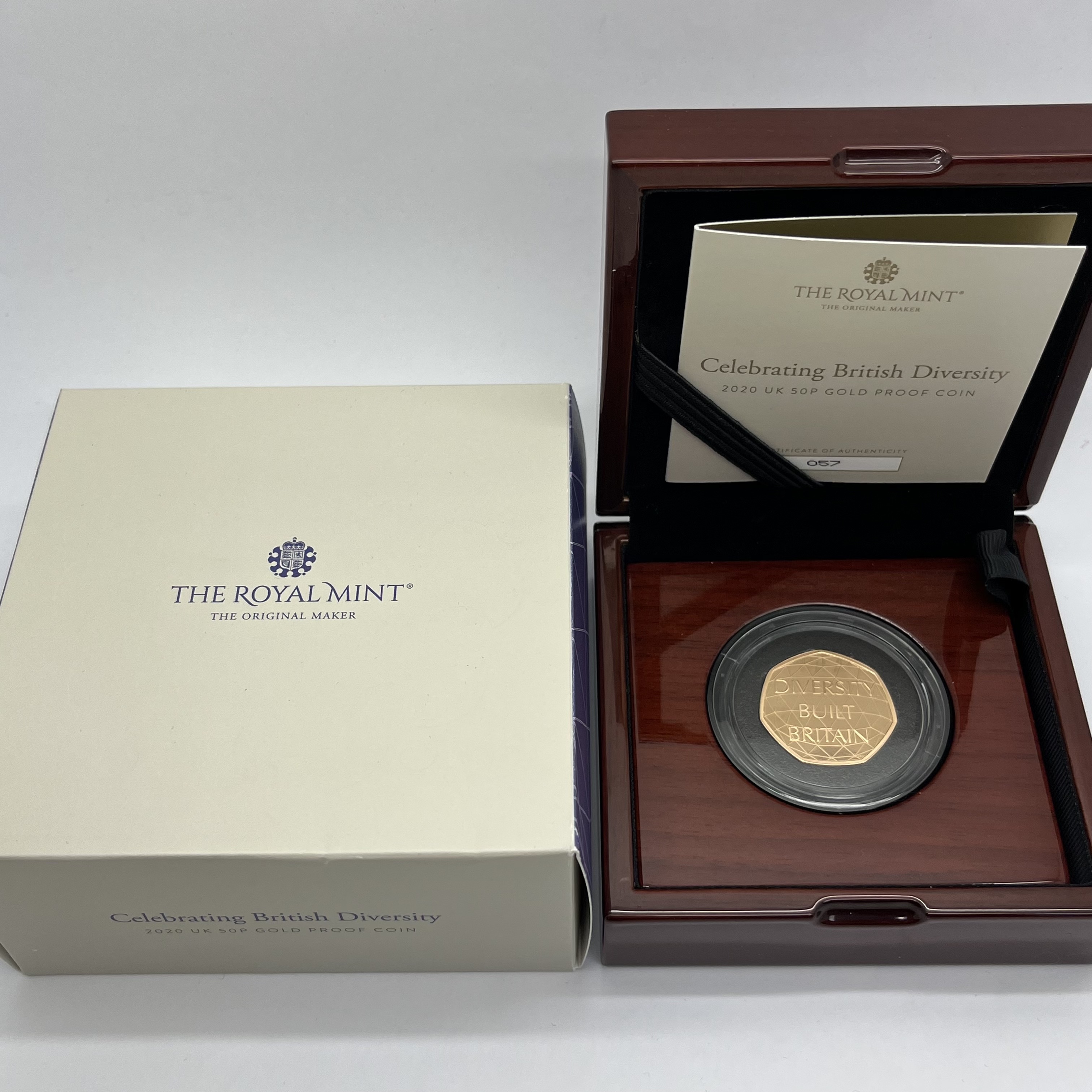 Royal Mint 2020 Diversity Built Britain Gold Proof 50p Coin, boxed with certificate of authenticity,