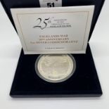 Westminster Falklands War 25th Anniversary Silver Proof 5oz Coin, cased with certificate of