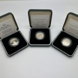 Three Royal Mint Silver Proof Two Pound Coins, 1994 Bank of England, 1995 WWII and 1996