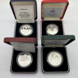 Four Royal Mint Silver Proof Coins, 1990 £2, 1996 crown, 1997 £5 and a 1997 Britannia £2, all