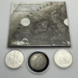 Royal Mint 2014 UK Quarter Ounce Silver Coin, together with a 1998 one ounce silver Britannia,