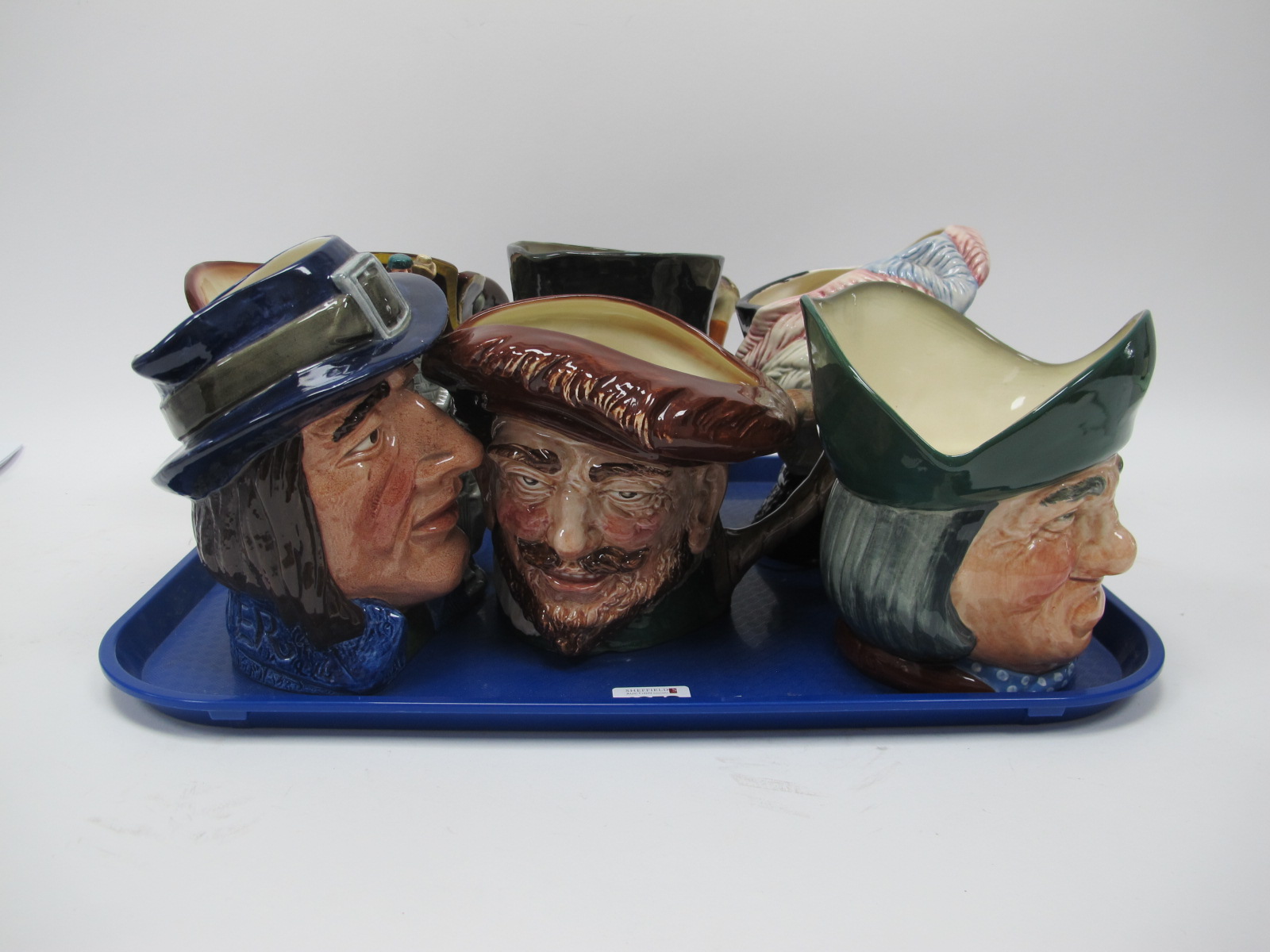 Royal Doulton Character Jugs, Gulliver 18cm high, Drake, Toby Philpots, Pearly Queen, John Peel,