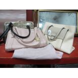 A Calvin Klein Cream leather Handbag, in textured and smooth leather; a pale Pink Radley Leather