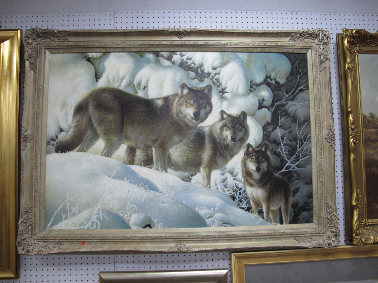 •Jenkins (Contemporary) *ARR, Three Wolves in a Snowy Landscape, oil on canvas, signed lower right,