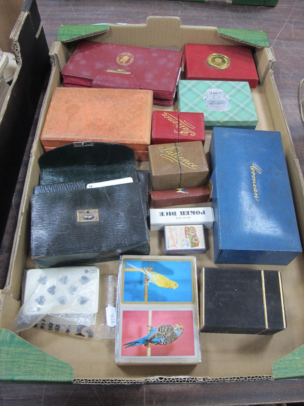 Playing Cards, Canasta sets, silver mounted Morocco case, Patience sets in Morocco cases, etc:-