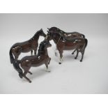 Beswick Pottery Horses, in brown, the largest 19cm. (4)
