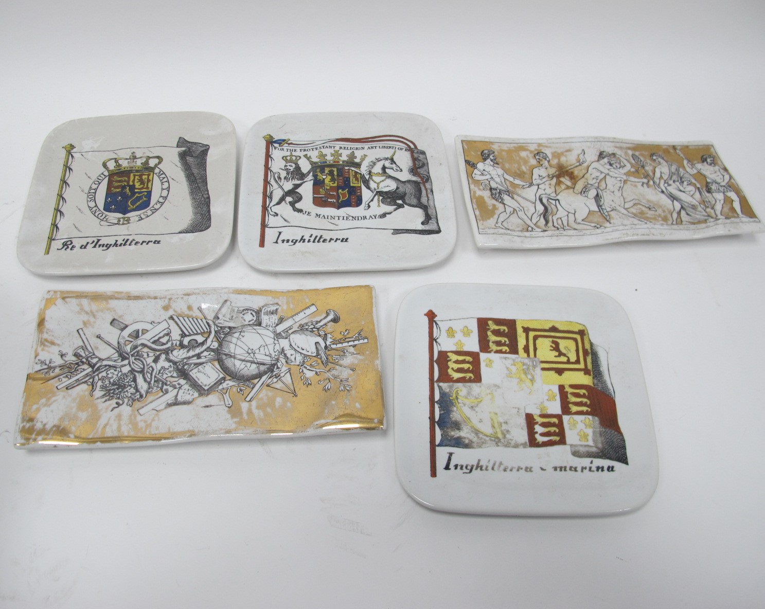 Fornasetti Wavy Rectangular Dishes, Centaur with six other figures 25cm wide, Tangle of Goods,