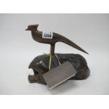 A Modern Celtic Roots Bog Oak Carving of Pheasant II, from Boora Bay, Co. Offaly, with