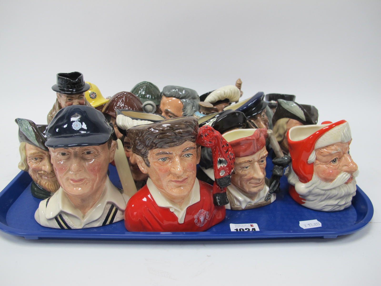 Royal Doulton Character Jugs, 'Manchester United' 12.5cm high, Hampshire Cricketer 12.5cm high, (