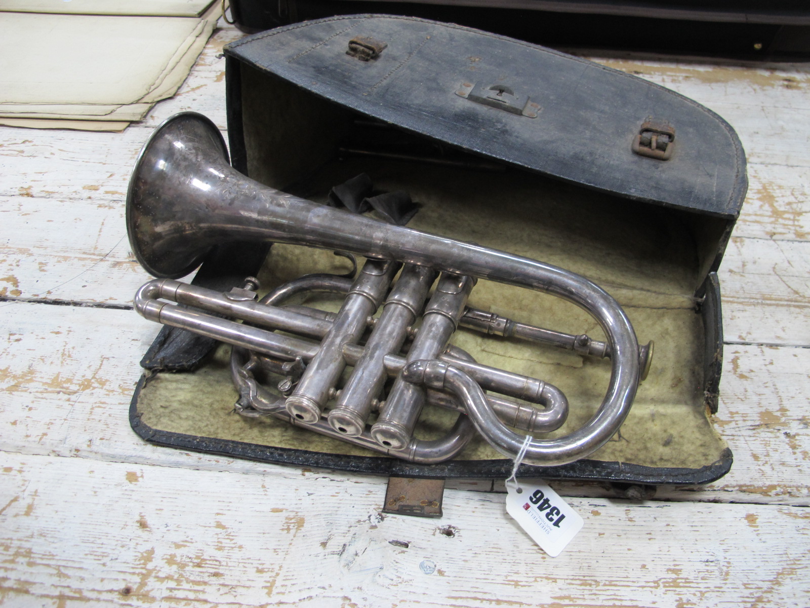 An Early XX Century French White Metal Trumpet, inscribed 'J.J.L. Hors Concours Paris 1878. 1889,