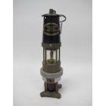 Miners Lamp, Spiralarm Type 'S', Paten 352267 J.H Naylor, Wigan, 36cm high with handle down.