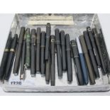 Pens, each with 14k nib, Spiral, Chatsworth Peeress, Sheaffer, Burnham, The Fleet, Imperial,