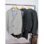 A Gents 'Moss Bros' Grey Wool Morning Coat, a similar coat in black, a 'Fortnum & Mason' modern