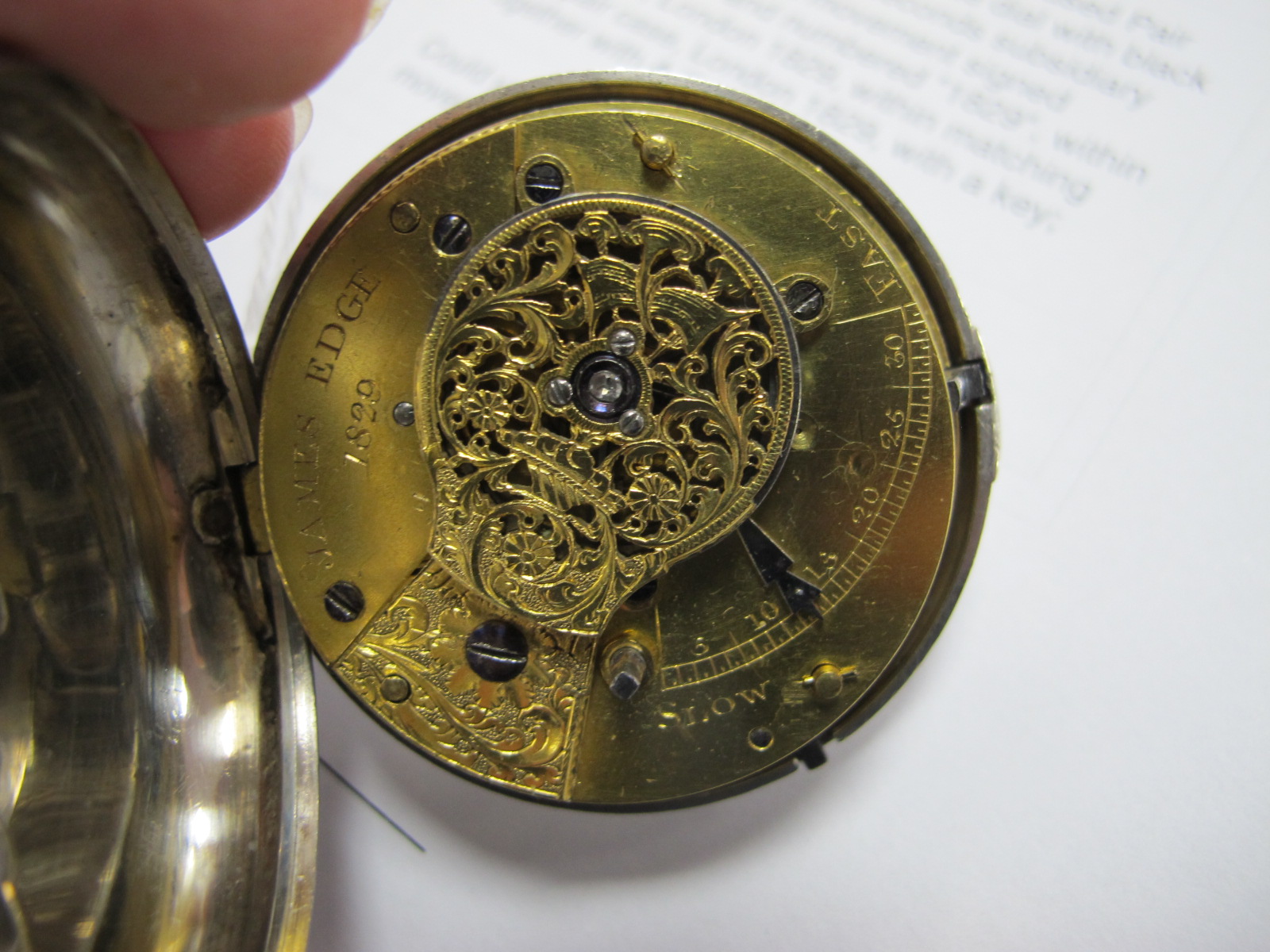 A Georgian Hallmarked Silver Cased Pair Case Pocketwatch, rge white dial with black Roman numerals - Image 2 of 2