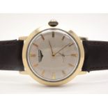 Longines; A 10k Gold Filled Cased Automatic Gent's Wristwatch, the signed dial with line markers and