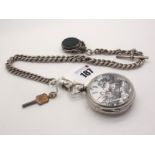 A Victorian Hallmarked Silver Cased Openface Pocketwatch, the black and white transfer printed