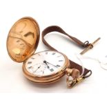 A 9ct Gold Cased Hunter Pocketwatch, the white dial with black Roman numerals and seconds subsidiary