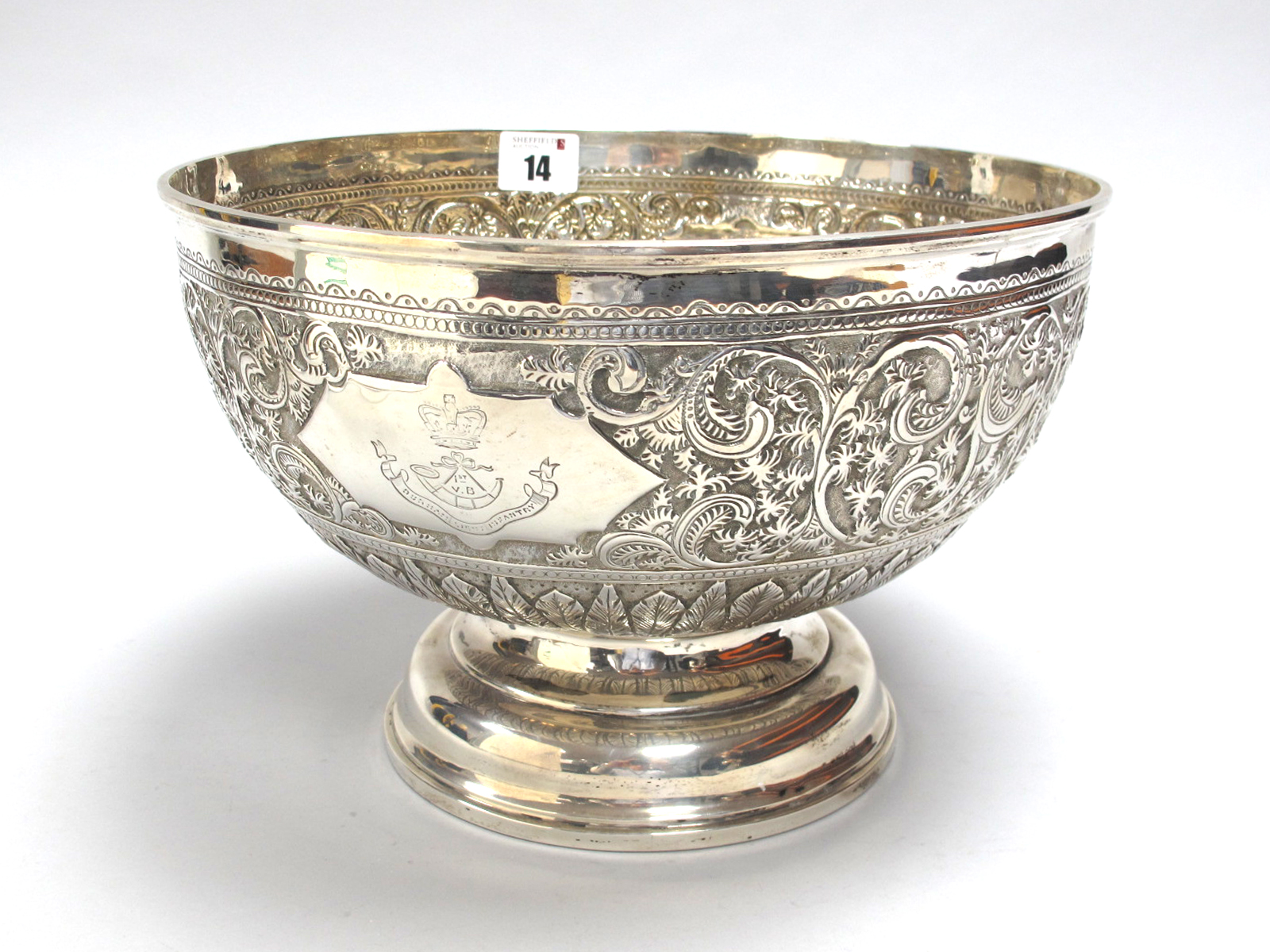 Regimental Interest; A Victorian Hallmarked Silver Footed Bowl, Charles Boyton, London 1892, allover