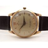Zenith; A 9ct Gold Cased Vintage Gent's Wristwatch, the signed dial also marked "Irvine Hindle