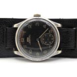 ARSA; A German WWII Military Gent's Wristwatch, the signed black dial also marked "Wasserdicht