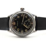 Moeris; A Military Style Wristwatch, the signed black dial with Arabic numerals and seconds