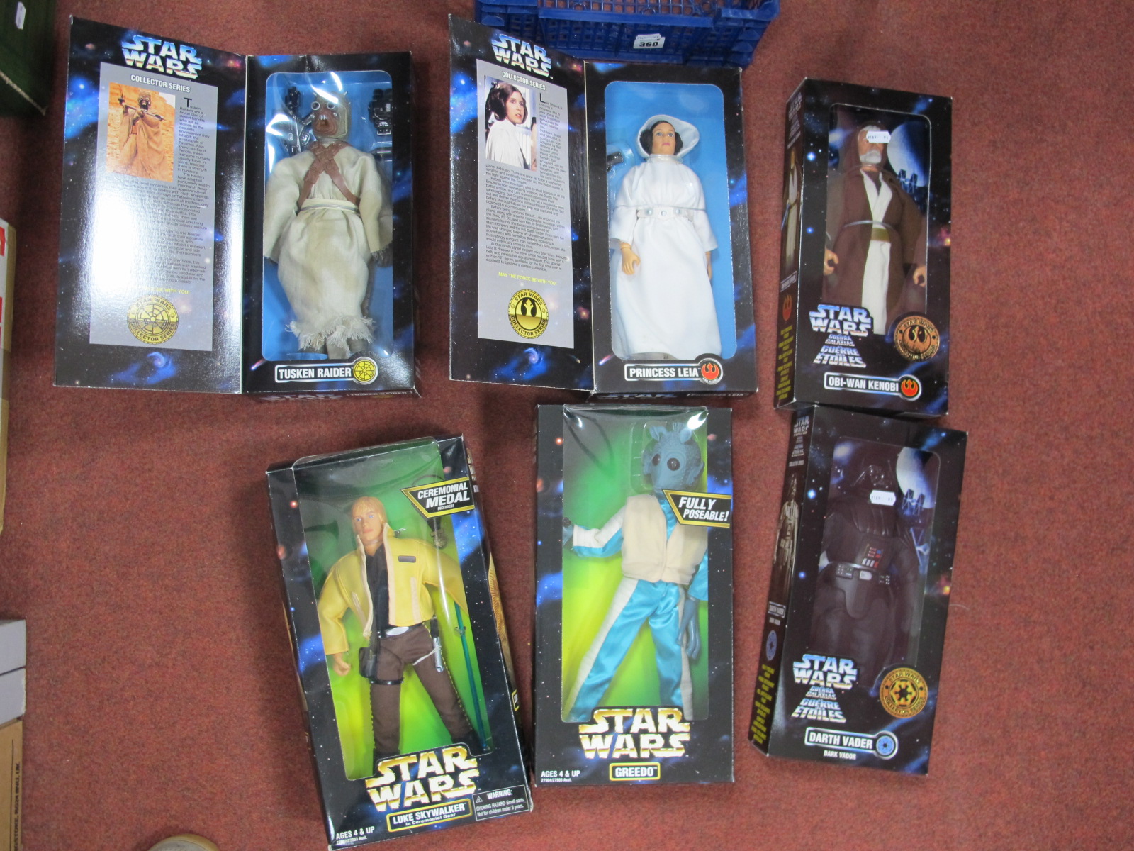 Star Wars:- Collectors Series, Obi-Wan Kenobi, Princes Leia, Tusken Raider, Darth Vader. Plus two