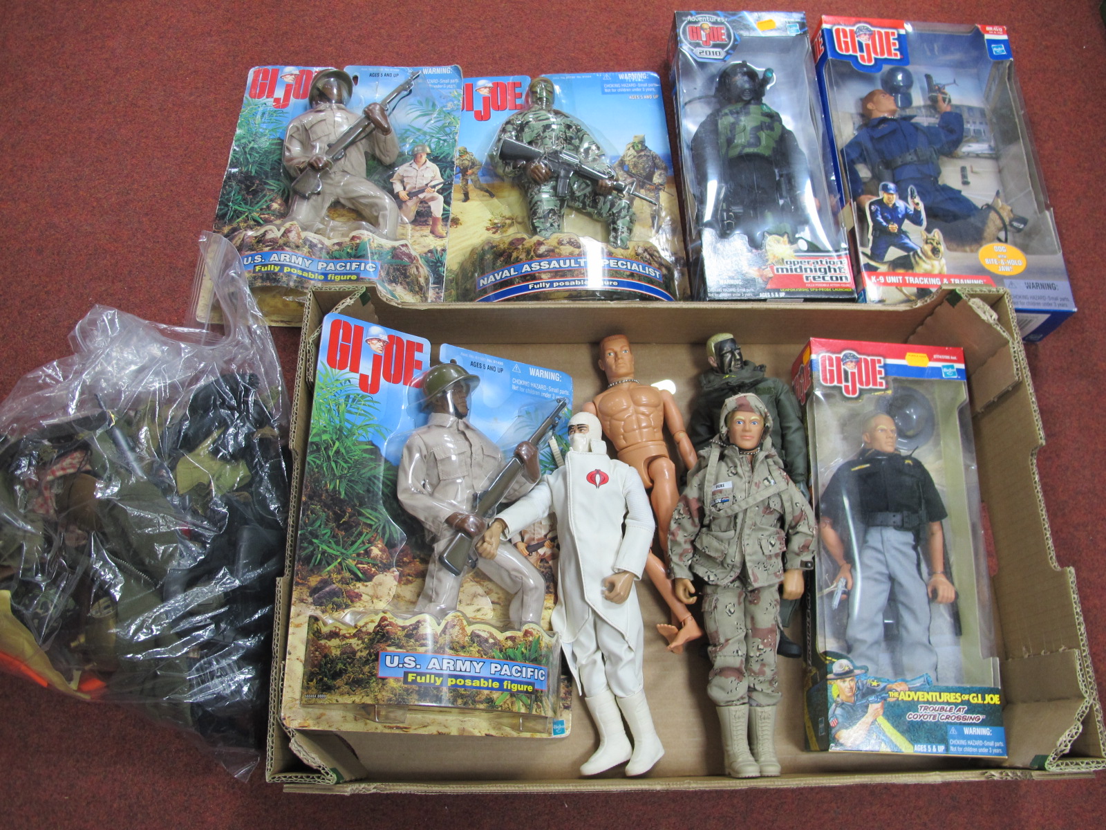 G.I Joe, boxed Bravo Action Figures, U.S Army Pacific, plus loose examples, clothing, etc.