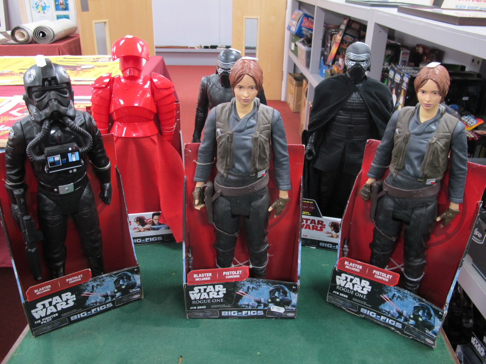 Star Wars - Large Carded Action Figures, to include Kyloren, Jynerso, Fighter Pilot, Praetorian